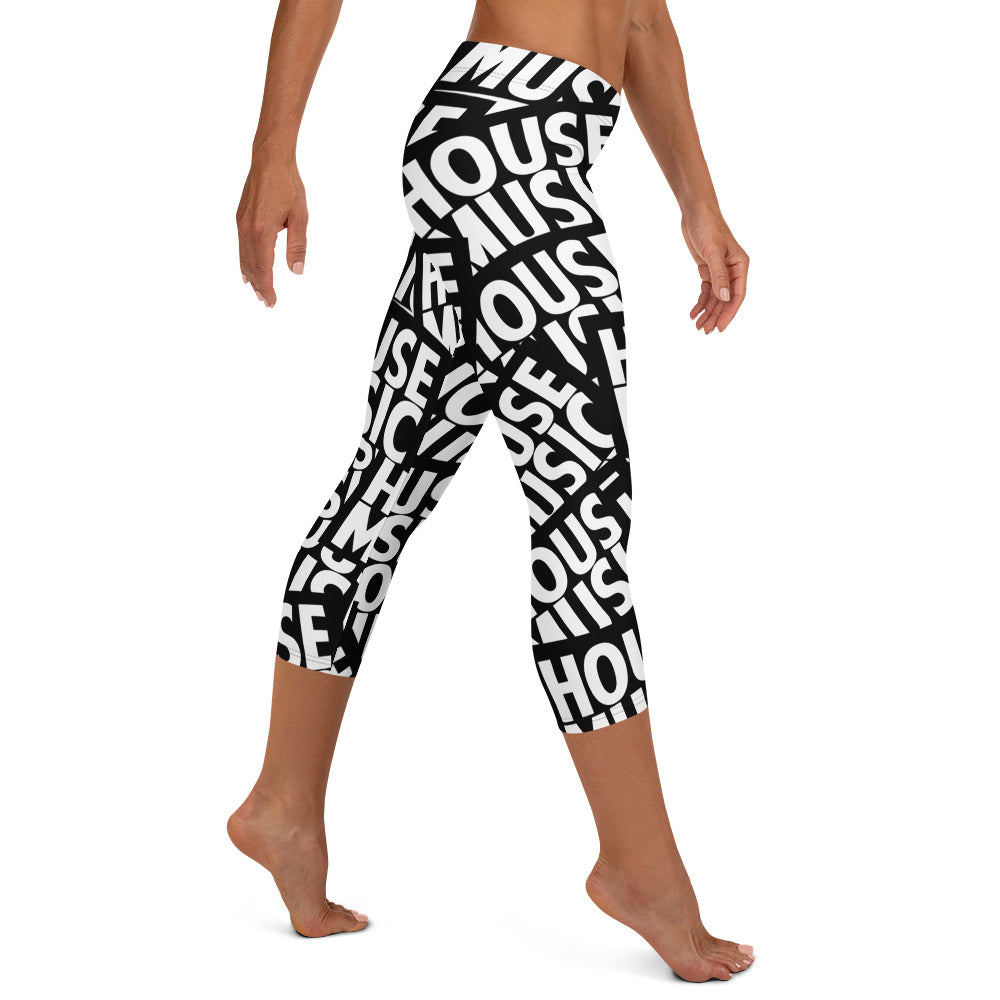 House Music Capri Leggings, Activewear Fitness Leggings, Performance Wear, Workout Pants, Gym Leggings, Music Lover Gift