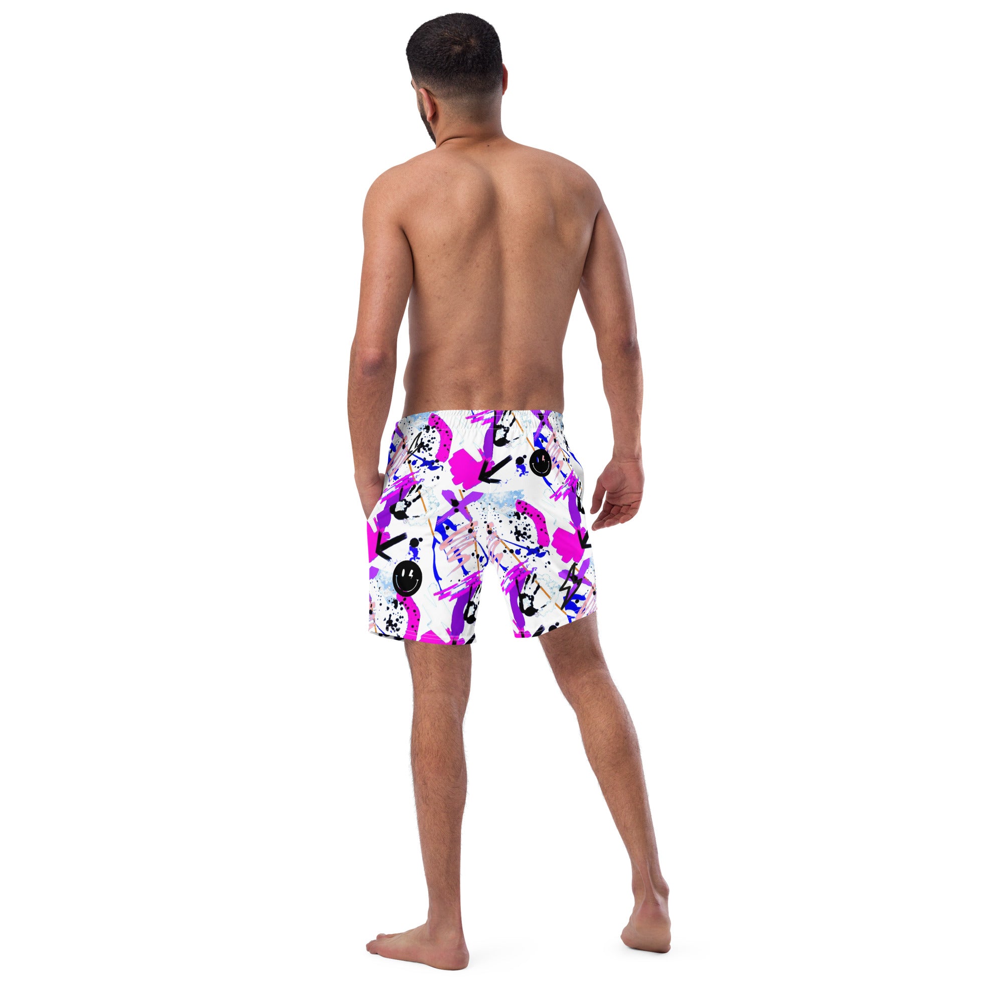 Pink Acid All-Over Print Recycled Swim Trunks