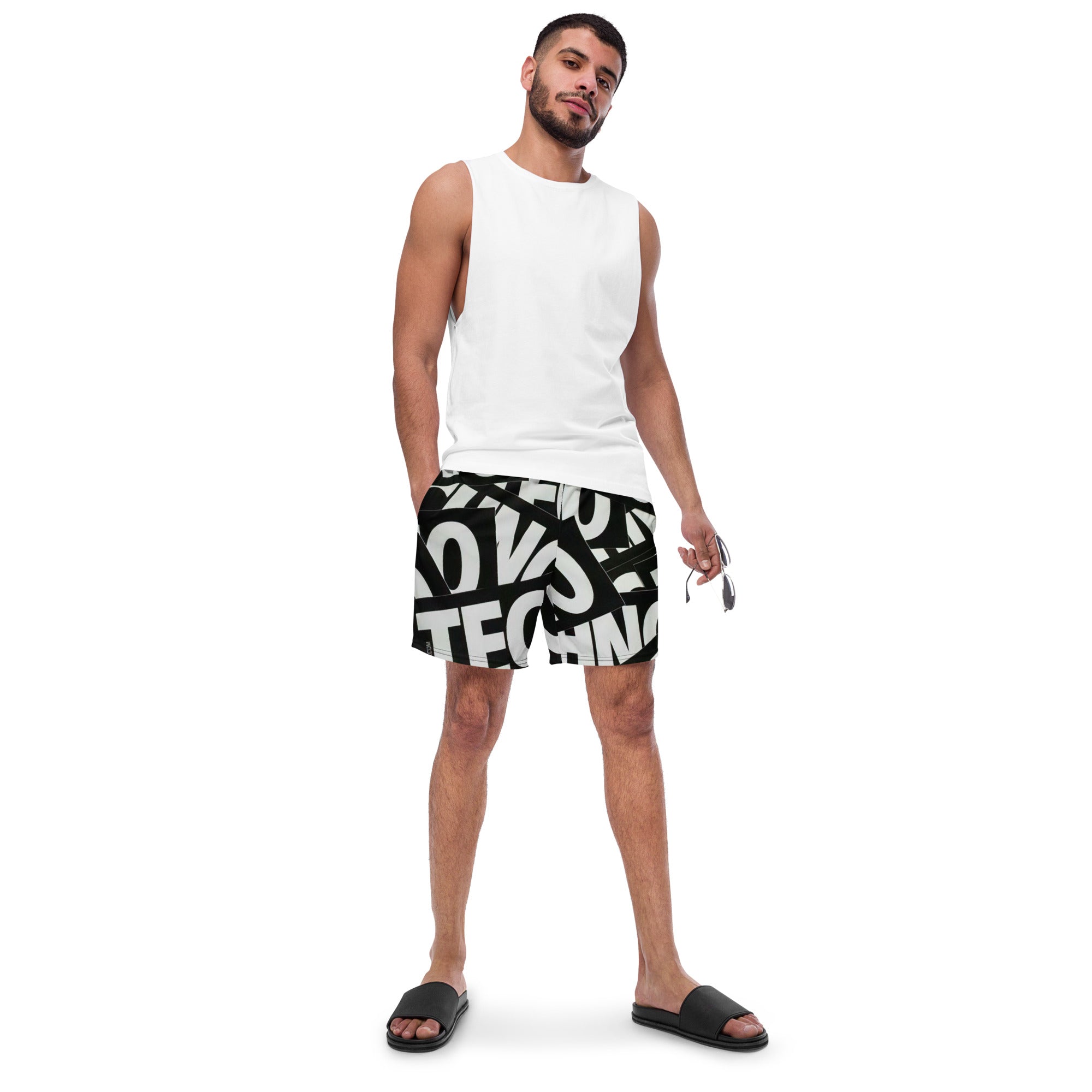 Techno All-Over Print Recycled Swim Trunks