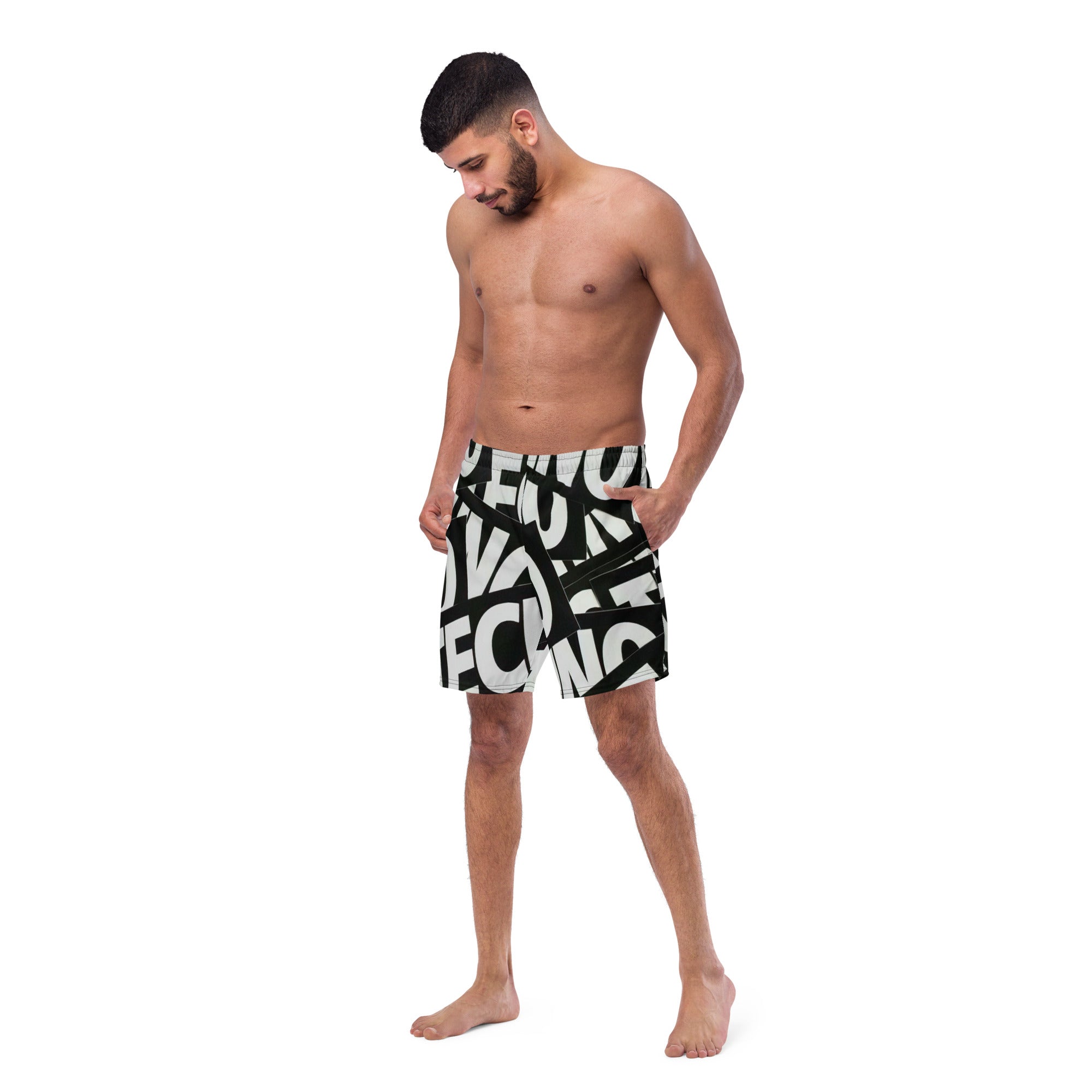 Techno All-Over Print Recycled Swim Trunks