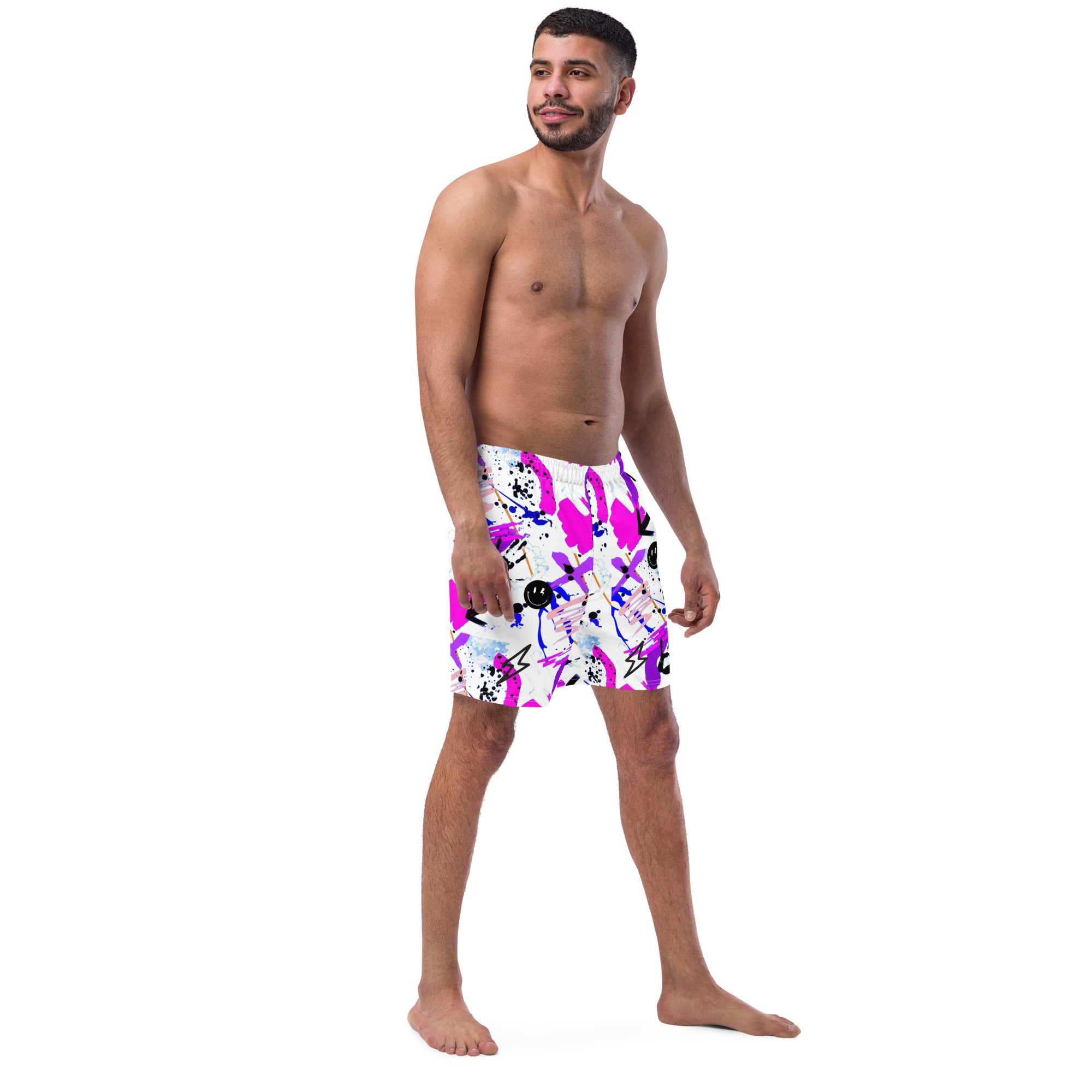 Pink Acid All-Over Print Recycled Swim Trunks