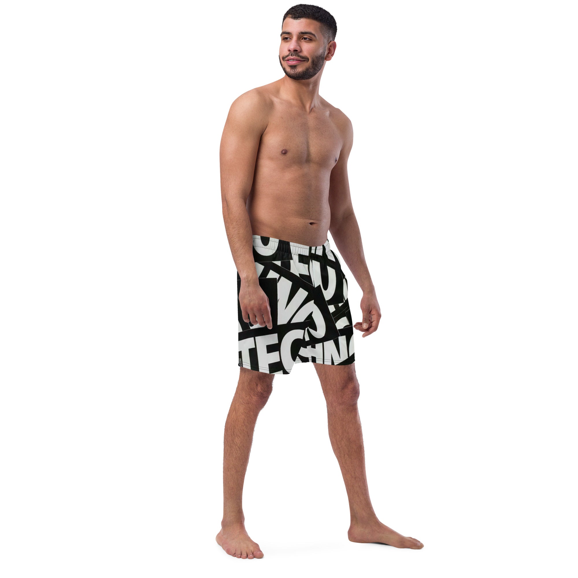 Techno All-Over Print Recycled Swim Trunks