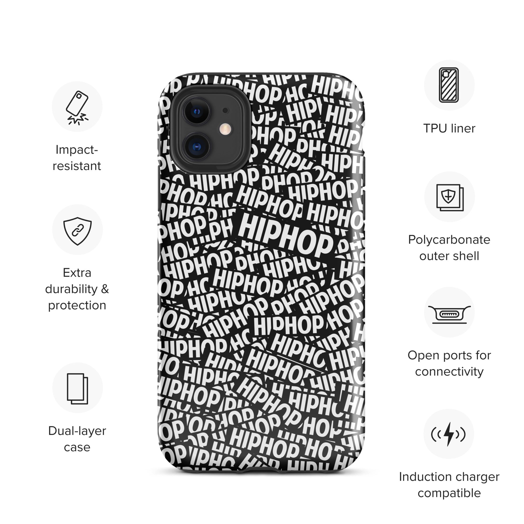 Tough Case for iPhone® Hip Hop Tough Case for iPhone®, Shockproof Phone Cover, Urban Street Style, Streetwear Phone Case