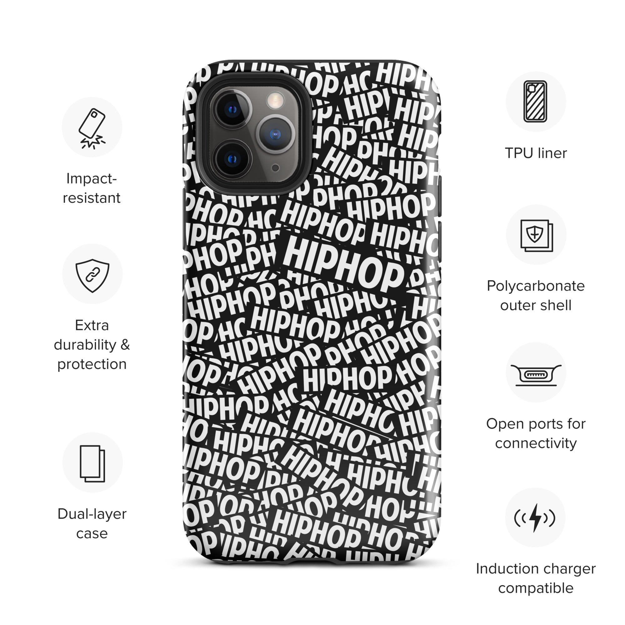 Tough Case for iPhone® Hip Hop Tough Case for iPhone®, Shockproof Phone Cover, Urban Street Style, Streetwear Phone Case