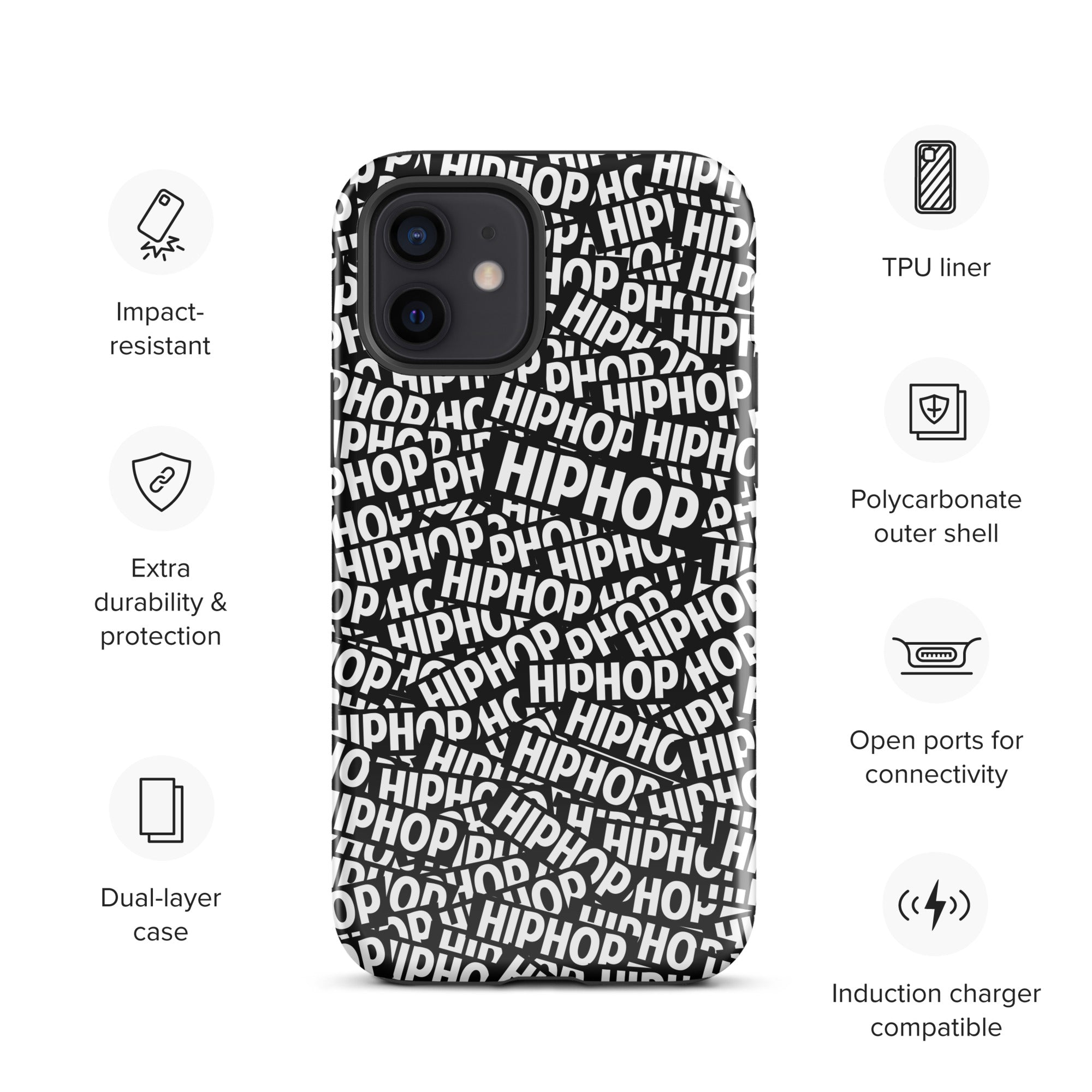 Tough Case for iPhone® Hip Hop Tough Case for iPhone®, Shockproof Phone Cover, Urban Street Style, Streetwear Phone Case