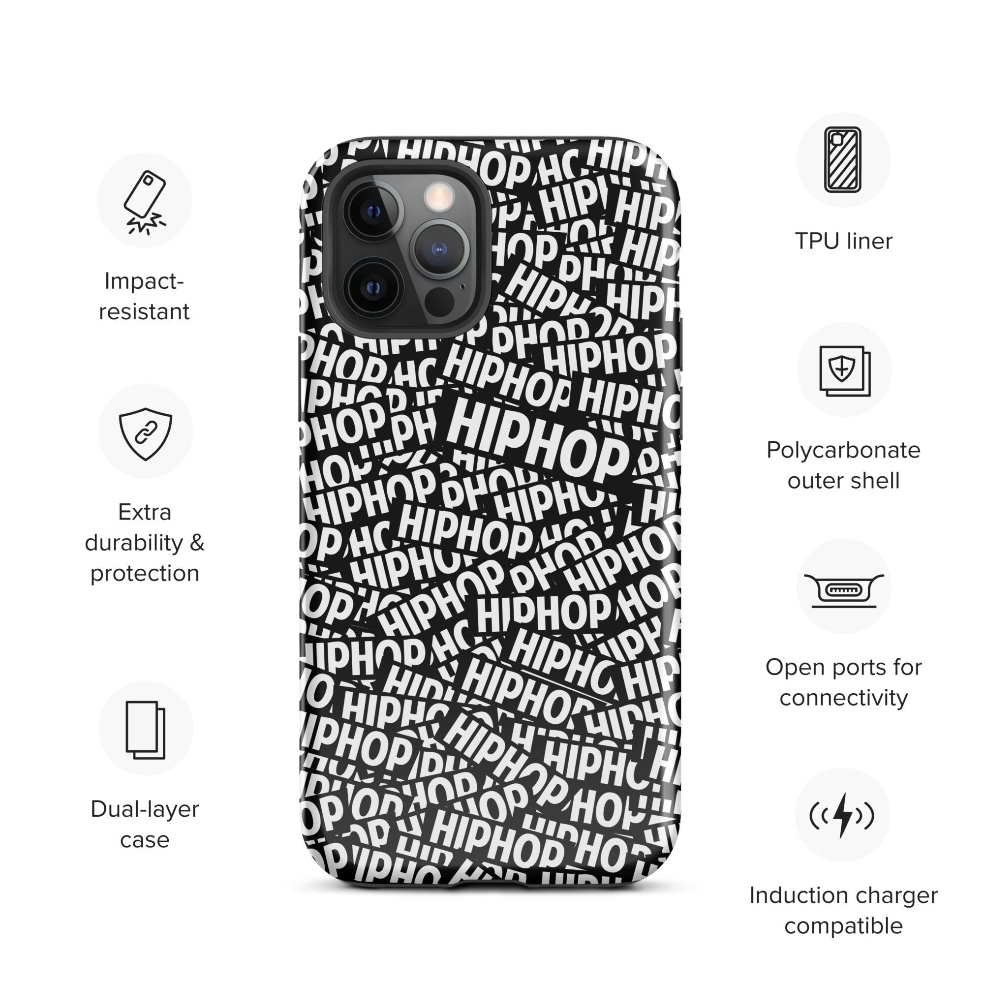 Tough Case for iPhone® Hip Hop Tough Case for iPhone®, Shockproof Phone Cover, Urban Street Style, Streetwear Phone Case