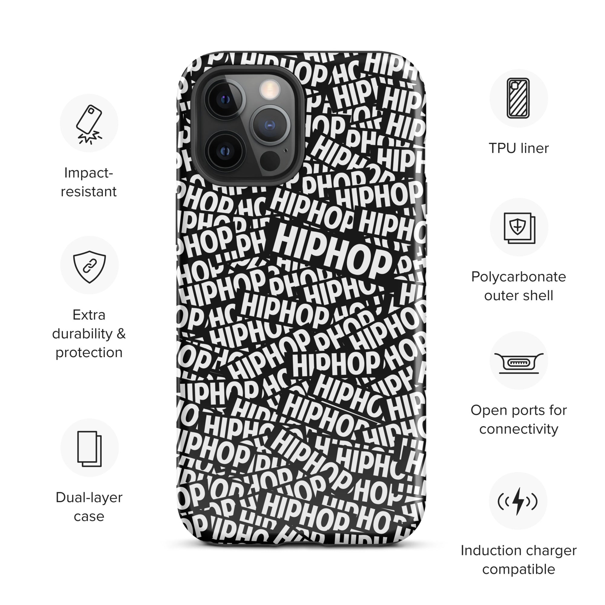 Tough Case for iPhone® Hip Hop Tough Case for iPhone®, Shockproof Phone Cover, Urban Street Style, Streetwear Phone Case