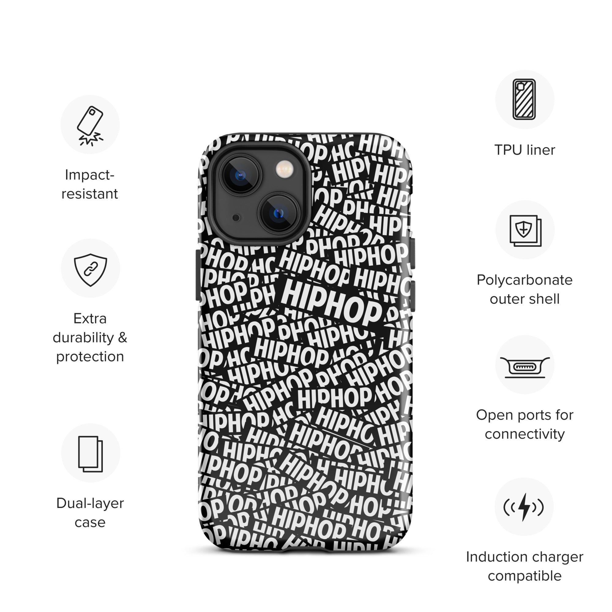 Tough Case for iPhone® Hip Hop Tough Case for iPhone®, Shockproof Phone Cover, Urban Street Style, Streetwear Phone Case