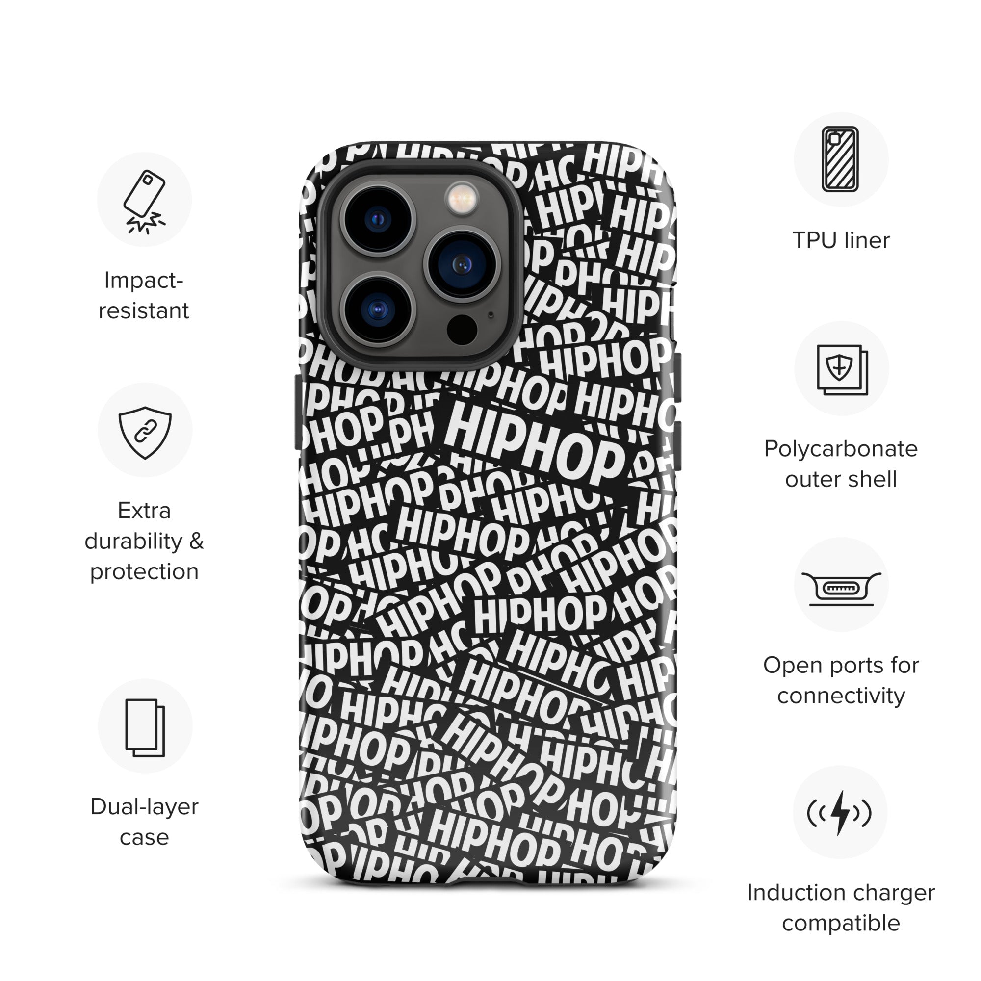 Tough Case for iPhone® Hip Hop Tough Case for iPhone®, Shockproof Phone Cover, Urban Street Style, Streetwear Phone Case