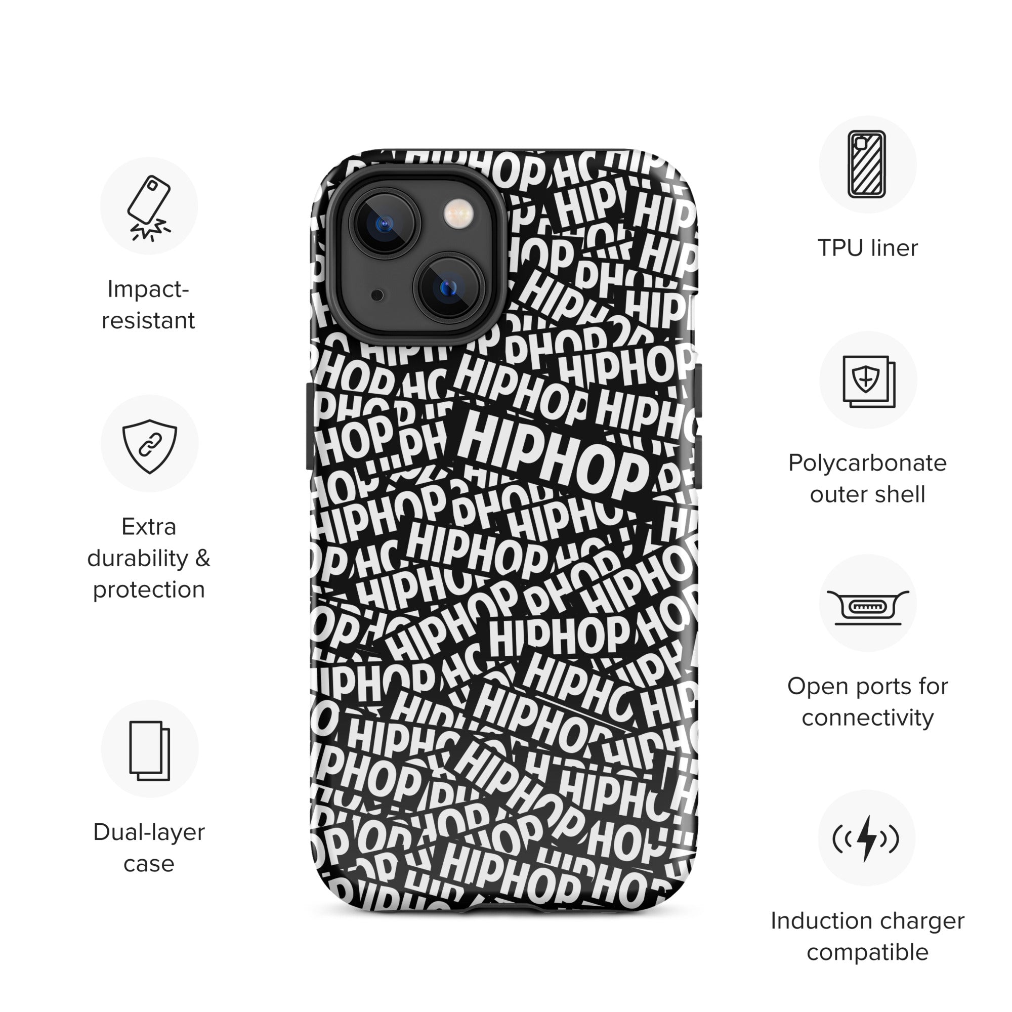 Tough Case for iPhone® Hip Hop Tough Case for iPhone®, Shockproof Phone Cover, Urban Street Style, Streetwear Phone Case