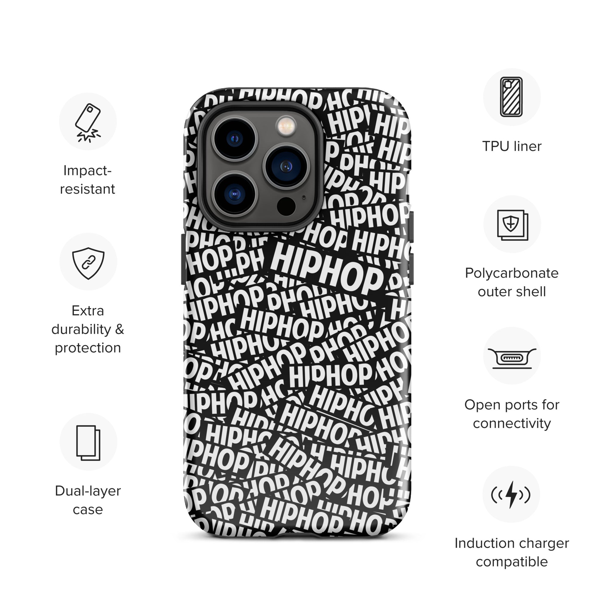 Tough Case for iPhone® Hip Hop Tough Case for iPhone®, Shockproof Phone Cover, Urban Street Style, Streetwear Phone Case