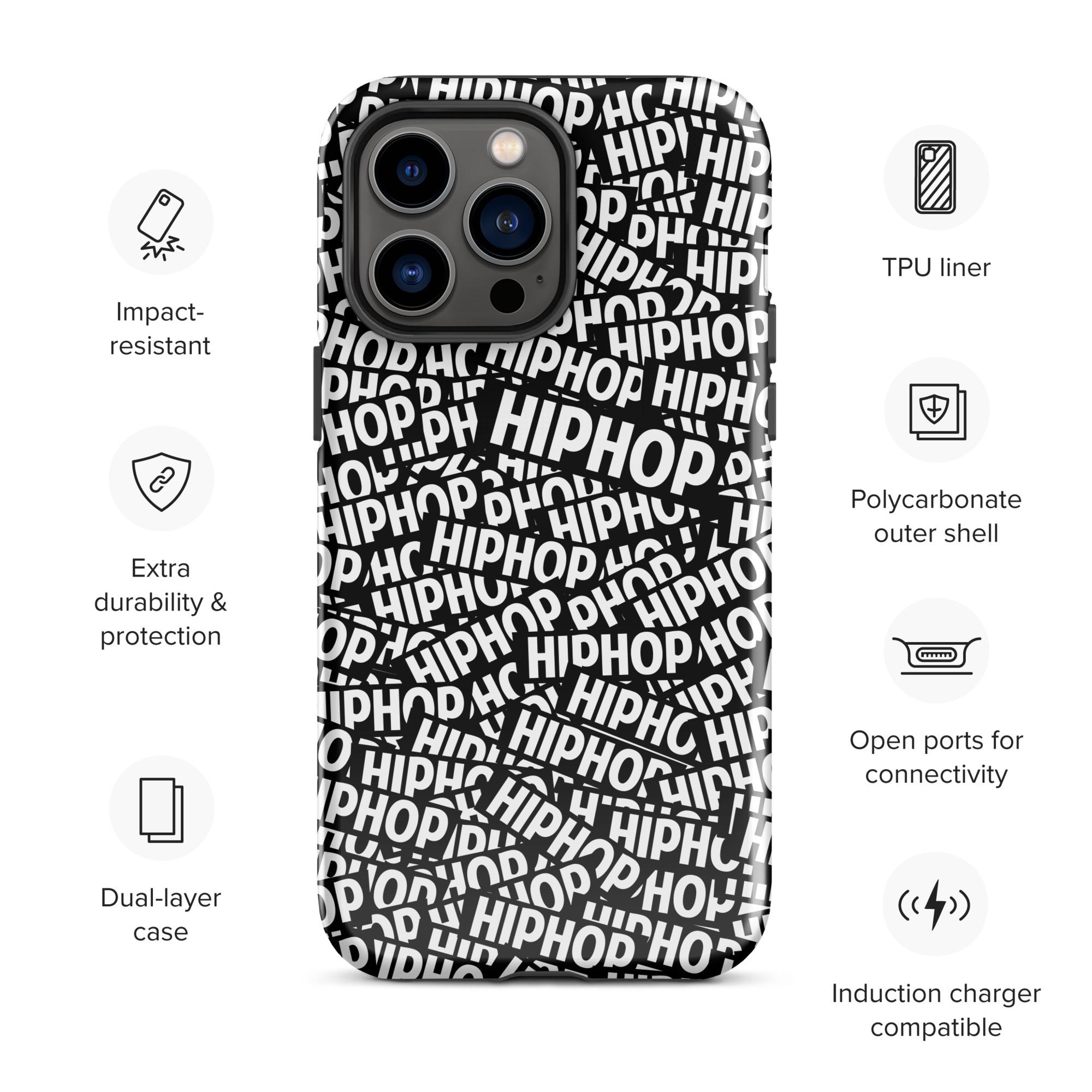 Tough Case for iPhone® Hip Hop Tough Case for iPhone®, Shockproof Phone Cover, Urban Street Style, Streetwear Phone Case