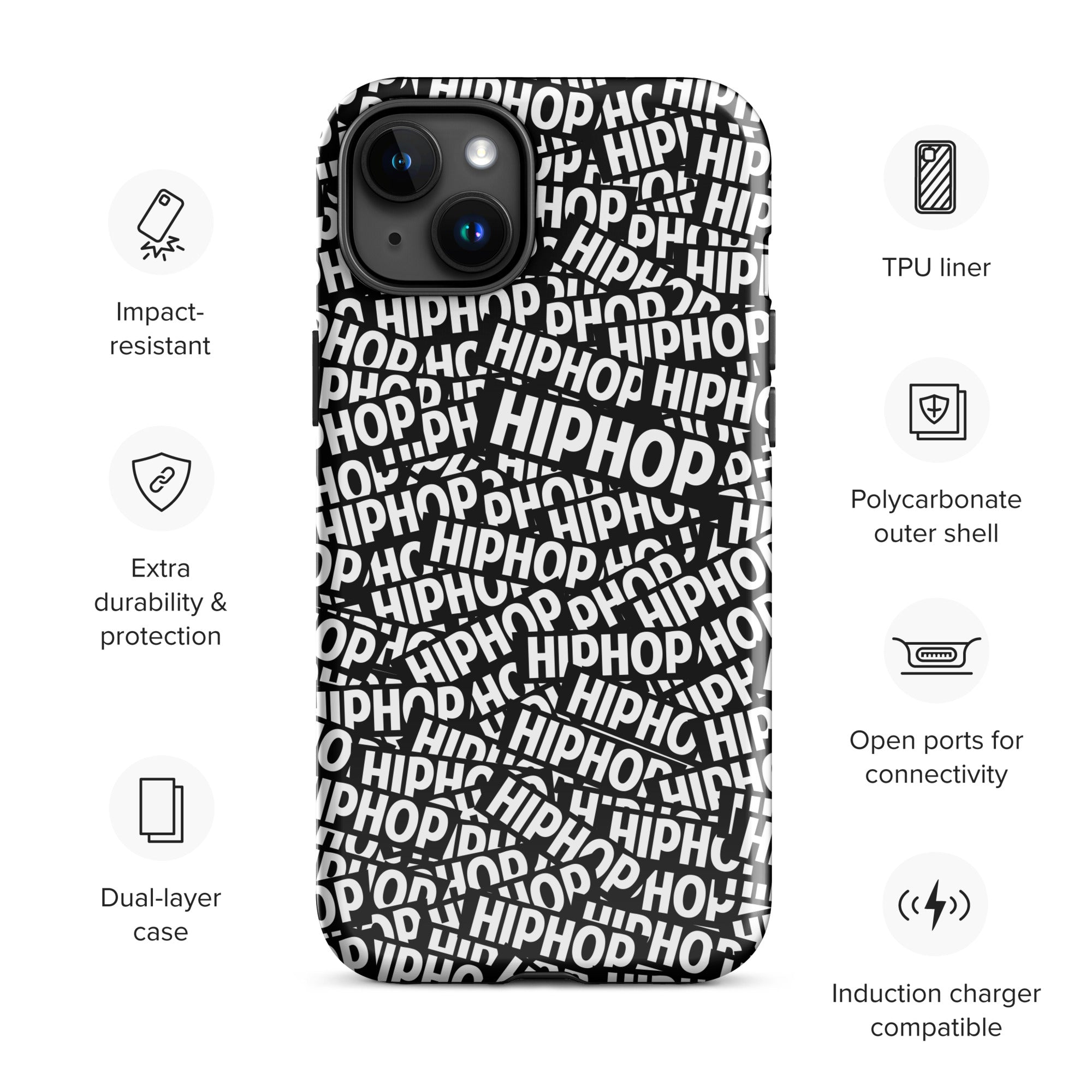 Tough Case for iPhone® Hip Hop Tough Case for iPhone®, Shockproof Phone Cover, Urban Street Style, Streetwear Phone Case