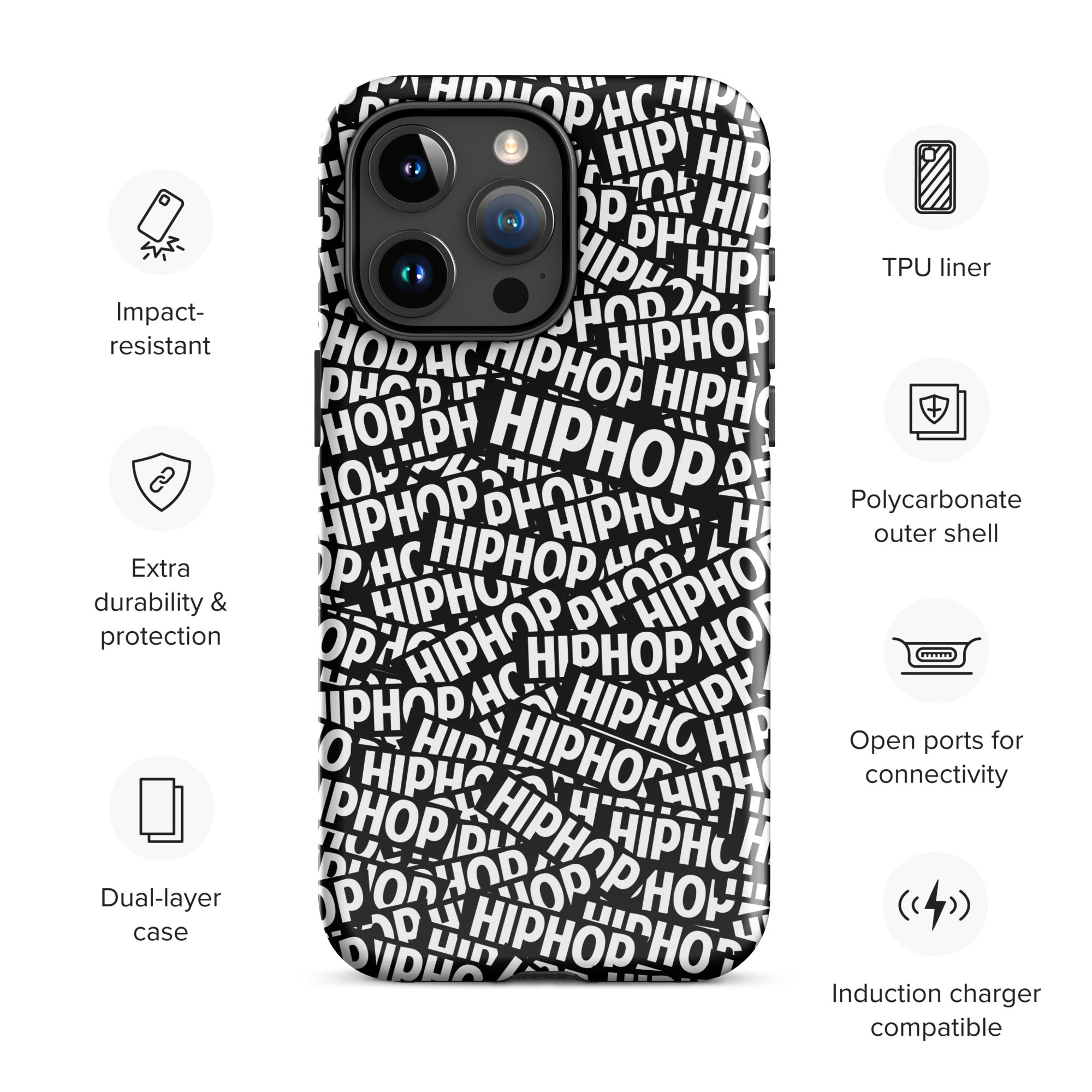 Tough Case for iPhone® Hip Hop Tough Case for iPhone®, Shockproof Phone Cover, Urban Street Style, Streetwear Phone Case