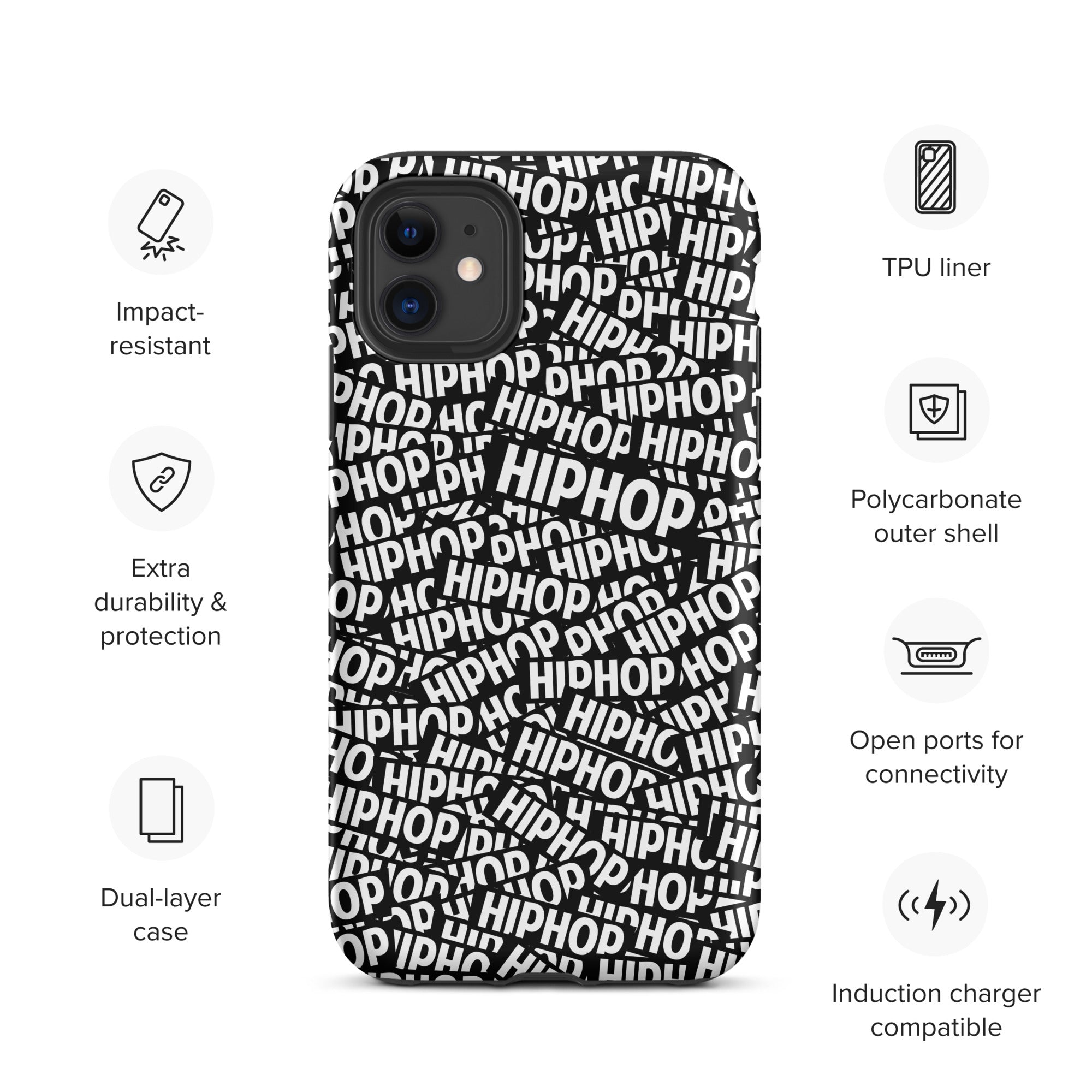 Tough Case for iPhone® Hip Hop Tough Case for iPhone®, Shockproof Phone Cover, Urban Street Style, Streetwear Phone Case