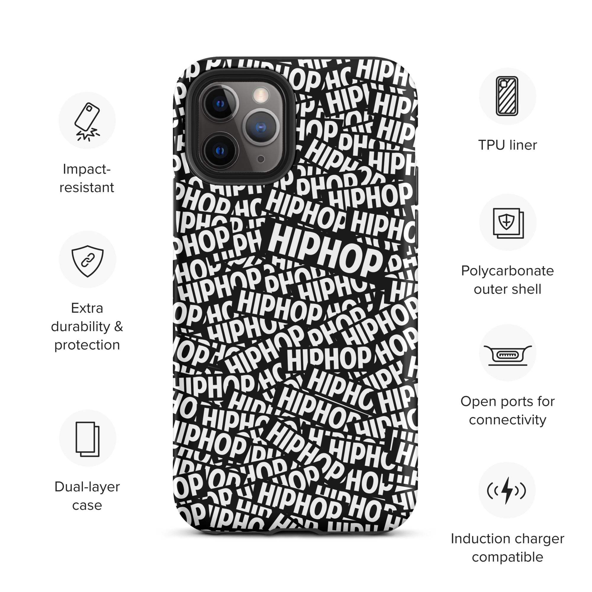 Tough Case for iPhone® Hip Hop Tough Case for iPhone®, Shockproof Phone Cover, Urban Street Style, Streetwear Phone Case