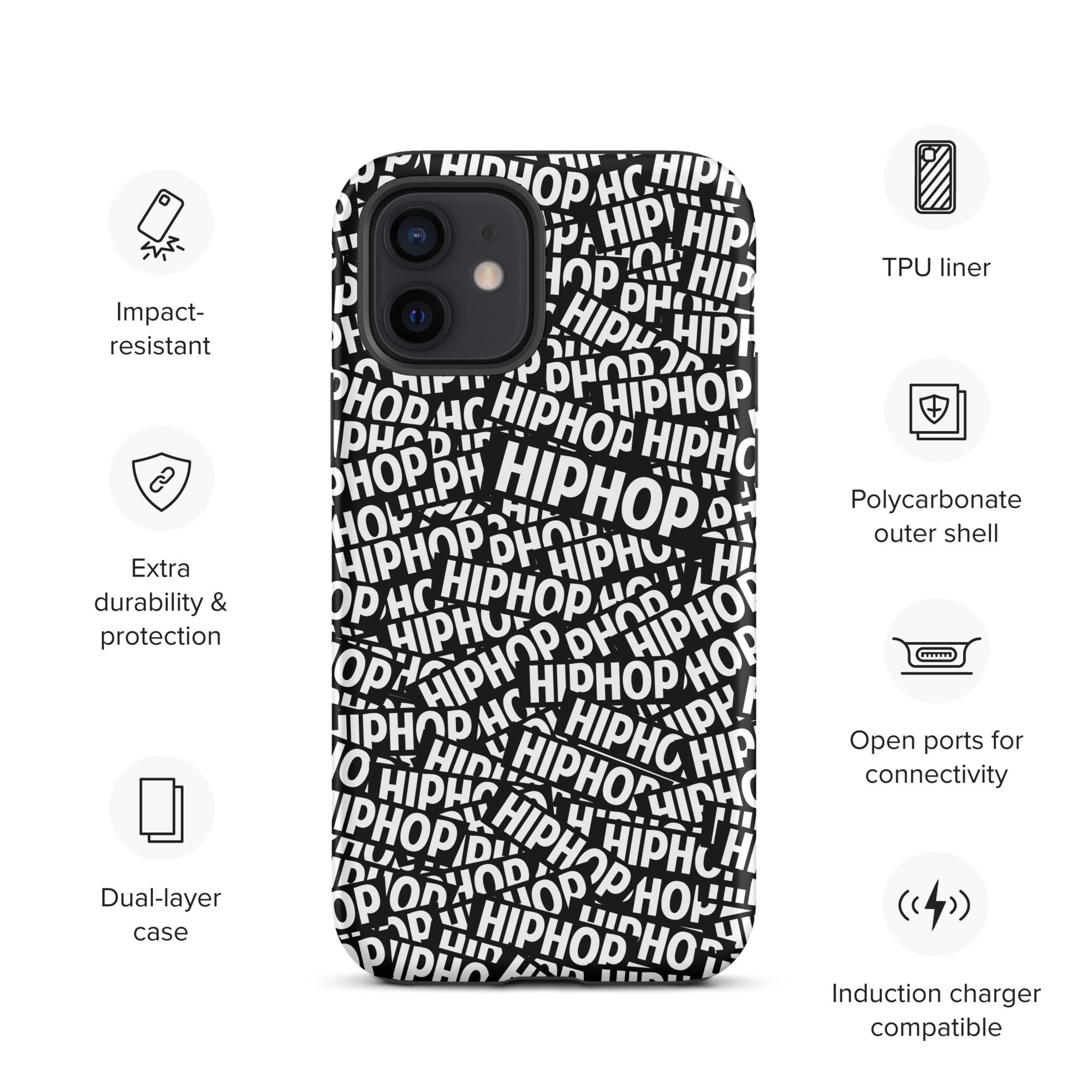 Tough Case for iPhone® Hip Hop Tough Case for iPhone®, Shockproof Phone Cover, Urban Street Style, Streetwear Phone Case