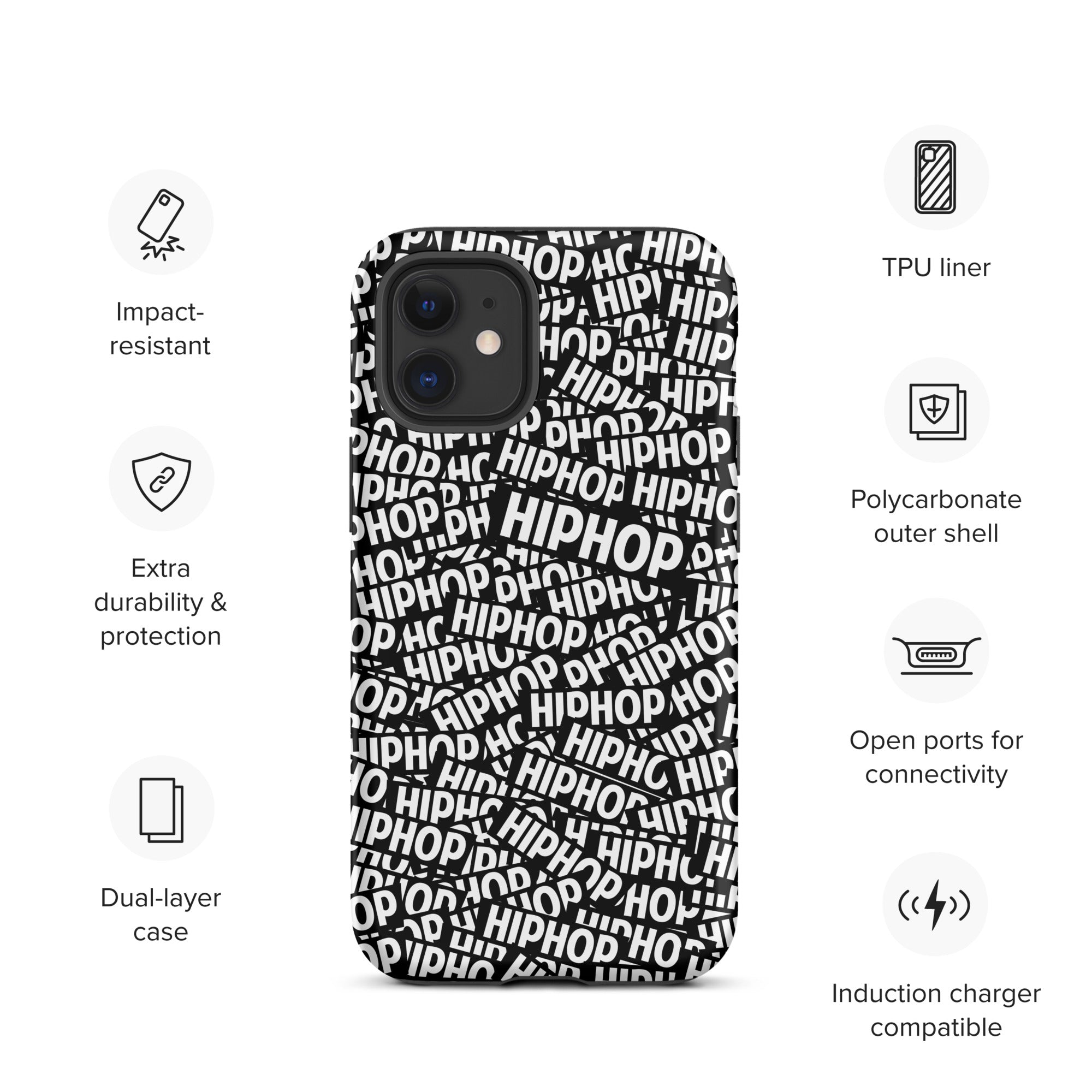 Tough Case for iPhone® Hip Hop Tough Case for iPhone®, Shockproof Phone Cover, Urban Street Style, Streetwear Phone Case