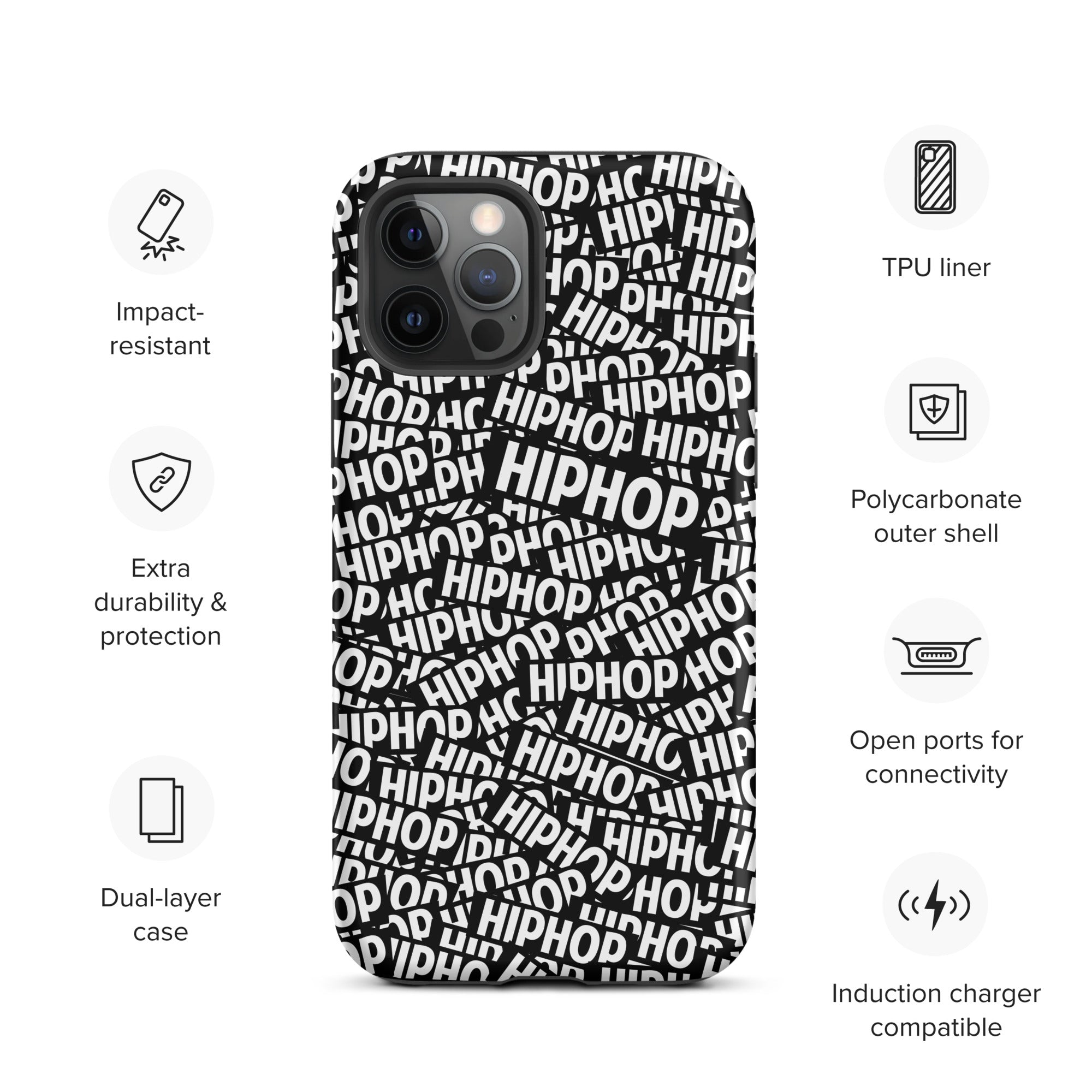 Tough Case for iPhone® Hip Hop Tough Case for iPhone®, Shockproof Phone Cover, Urban Street Style, Streetwear Phone Case