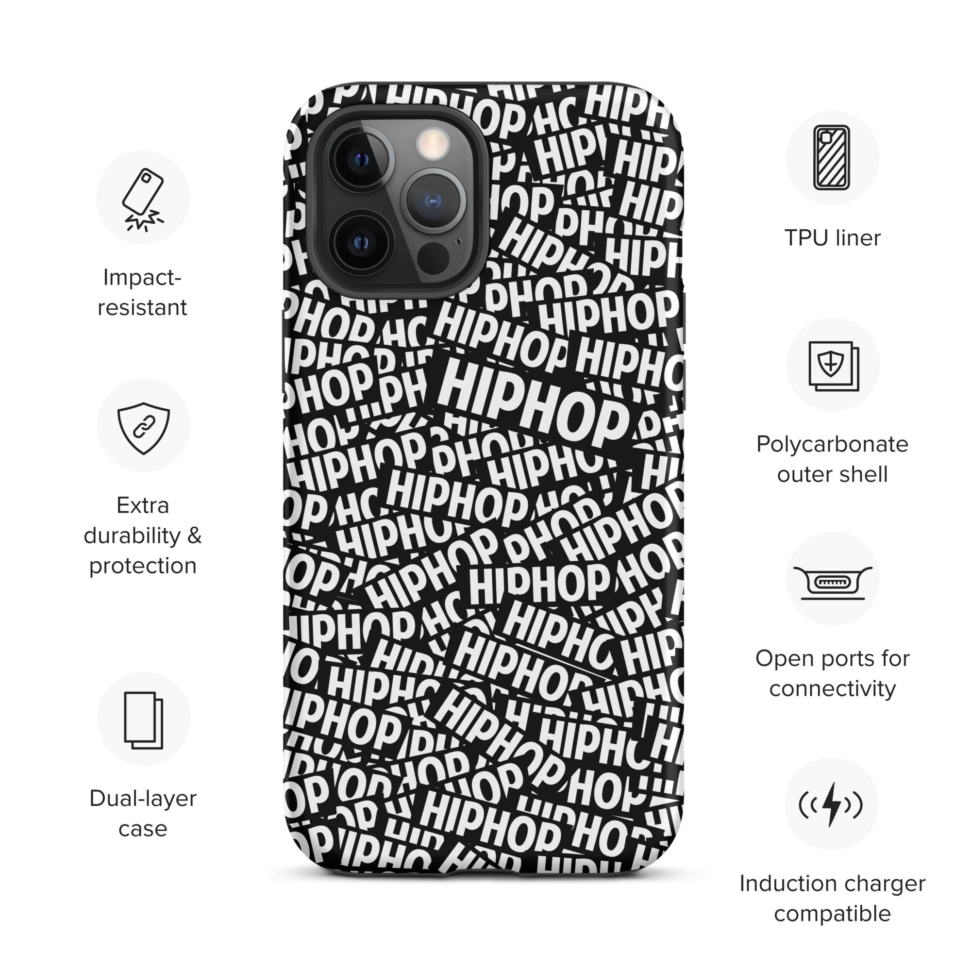 Tough Case for iPhone® Hip Hop Tough Case for iPhone®, Shockproof Phone Cover, Urban Street Style, Streetwear Phone Case