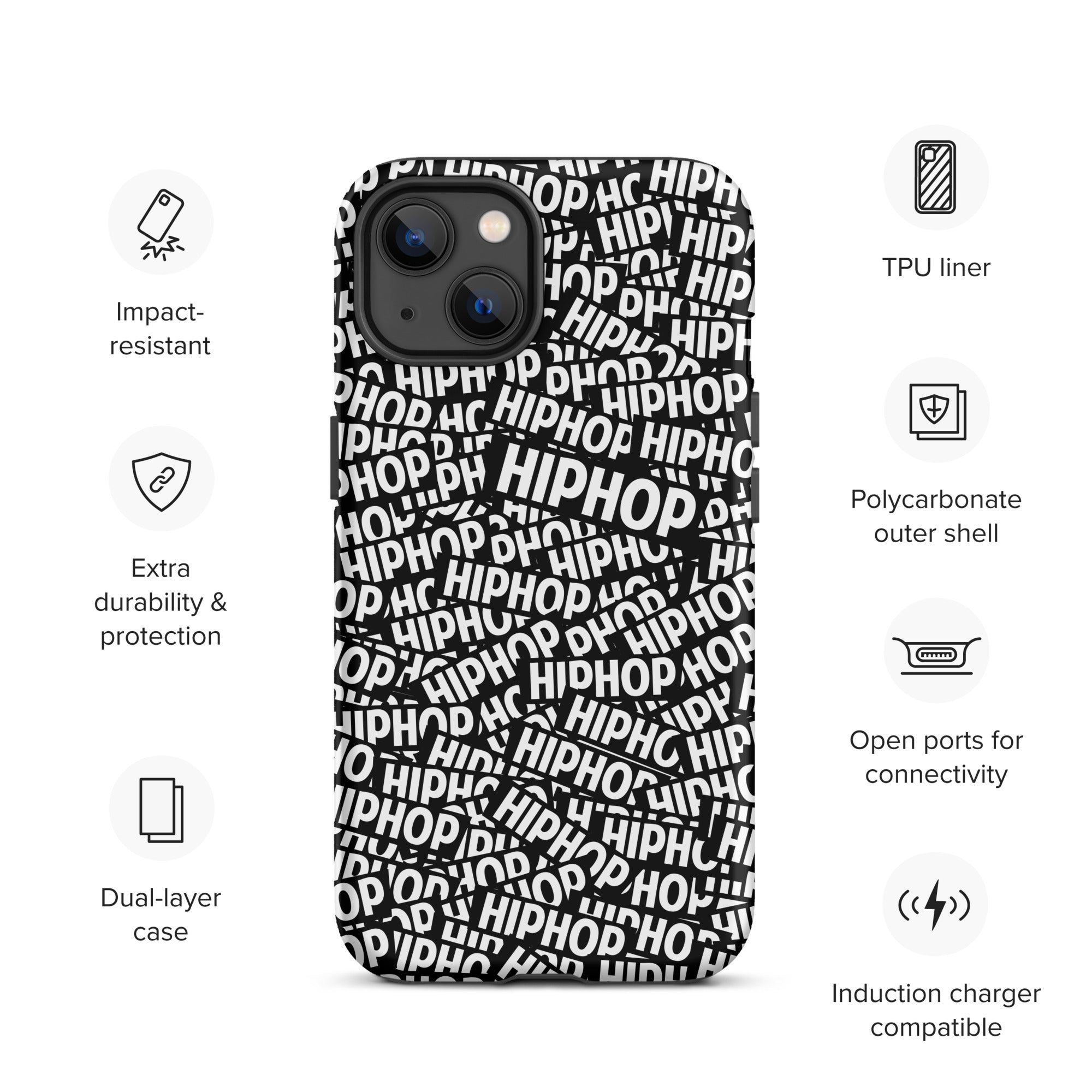 Tough Case for iPhone® Hip Hop Tough Case for iPhone®, Shockproof Phone Cover, Urban Street Style, Streetwear Phone Case