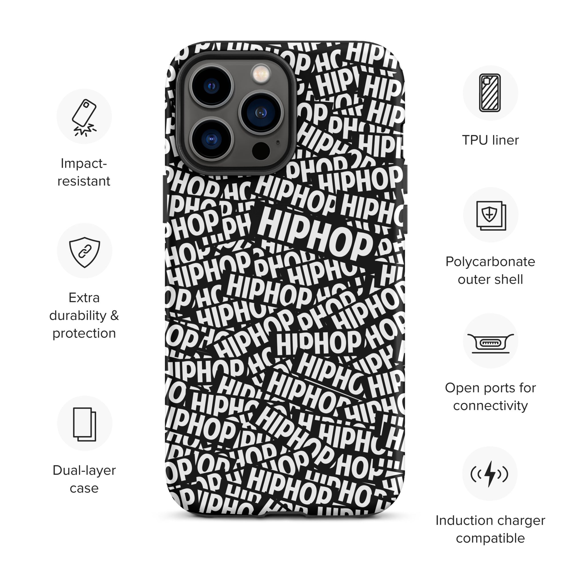 Tough Case for iPhone® Hip Hop Tough Case for iPhone®, Shockproof Phone Cover, Urban Street Style, Streetwear Phone Case