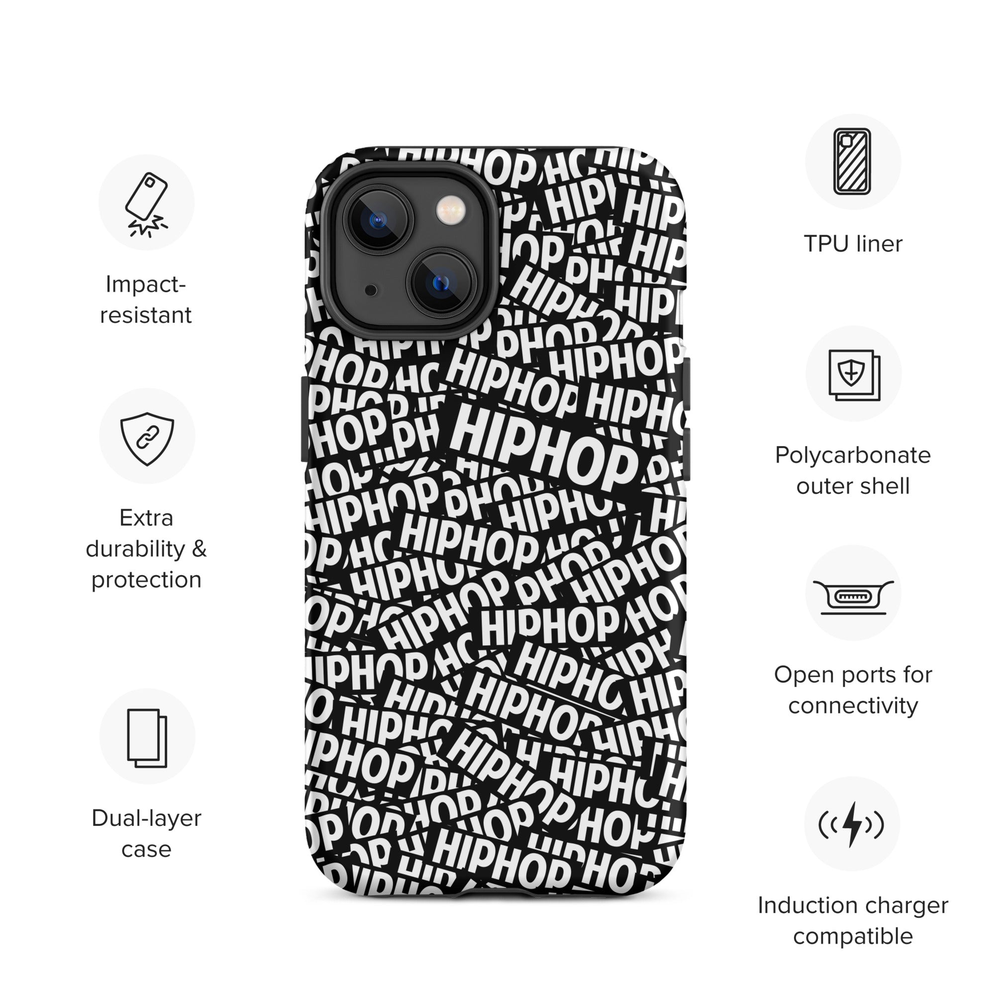 Tough Case for iPhone® Hip Hop Tough Case for iPhone®, Shockproof Phone Cover, Urban Street Style, Streetwear Phone Case