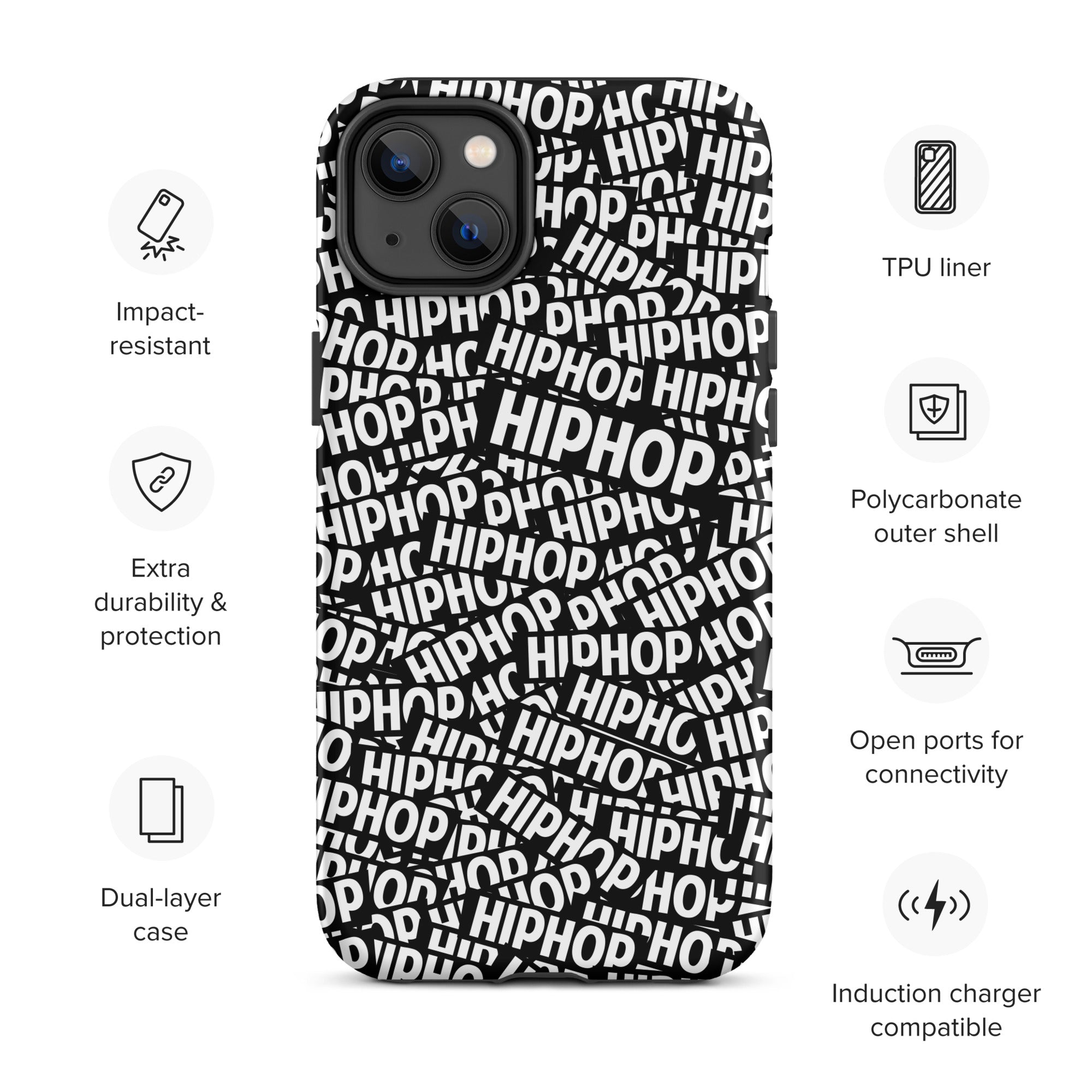 Tough Case for iPhone® Hip Hop Tough Case for iPhone®, Shockproof Phone Cover, Urban Street Style, Streetwear Phone Case