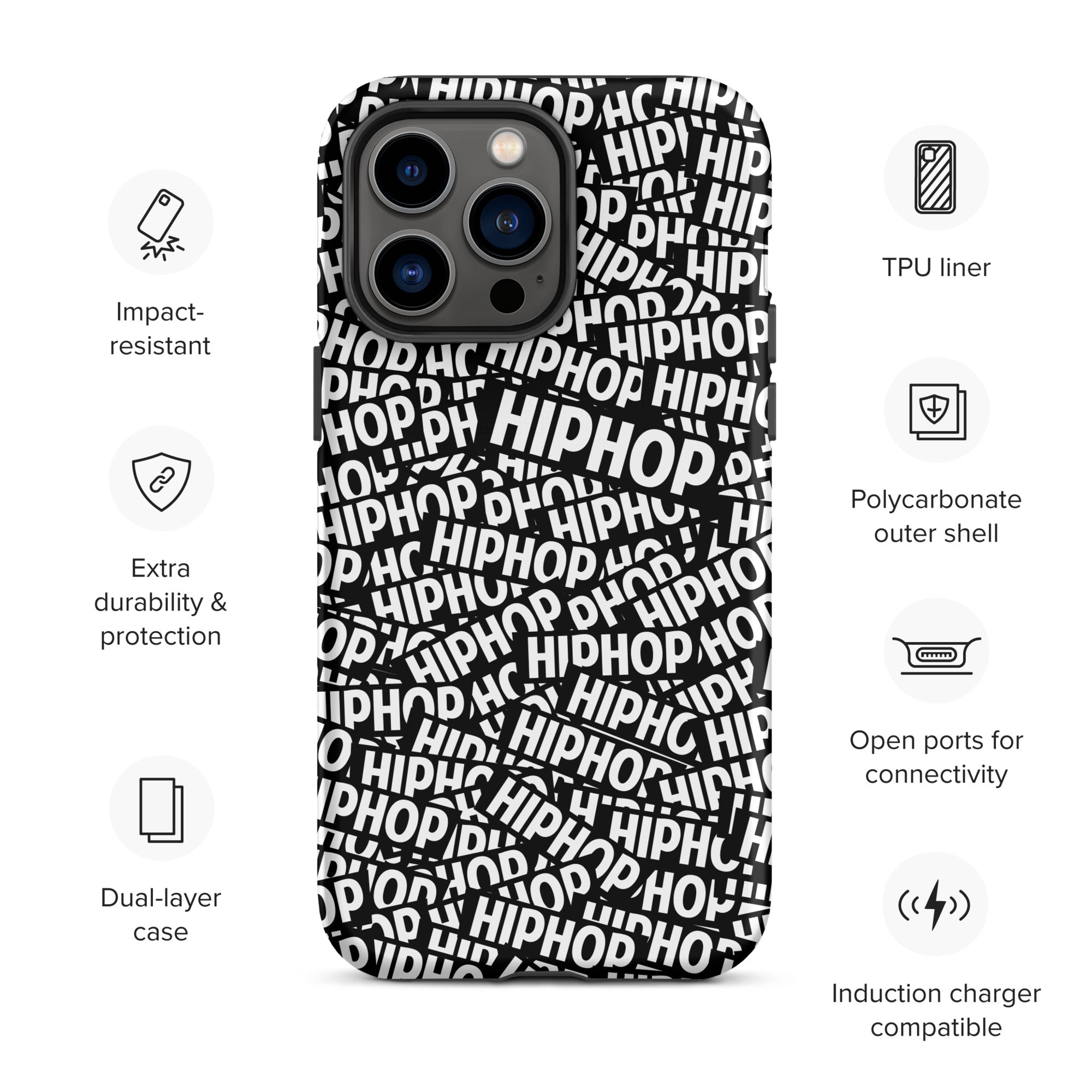 Tough Case for iPhone® Hip Hop Tough Case for iPhone®, Shockproof Phone Cover, Urban Street Style, Streetwear Phone Case