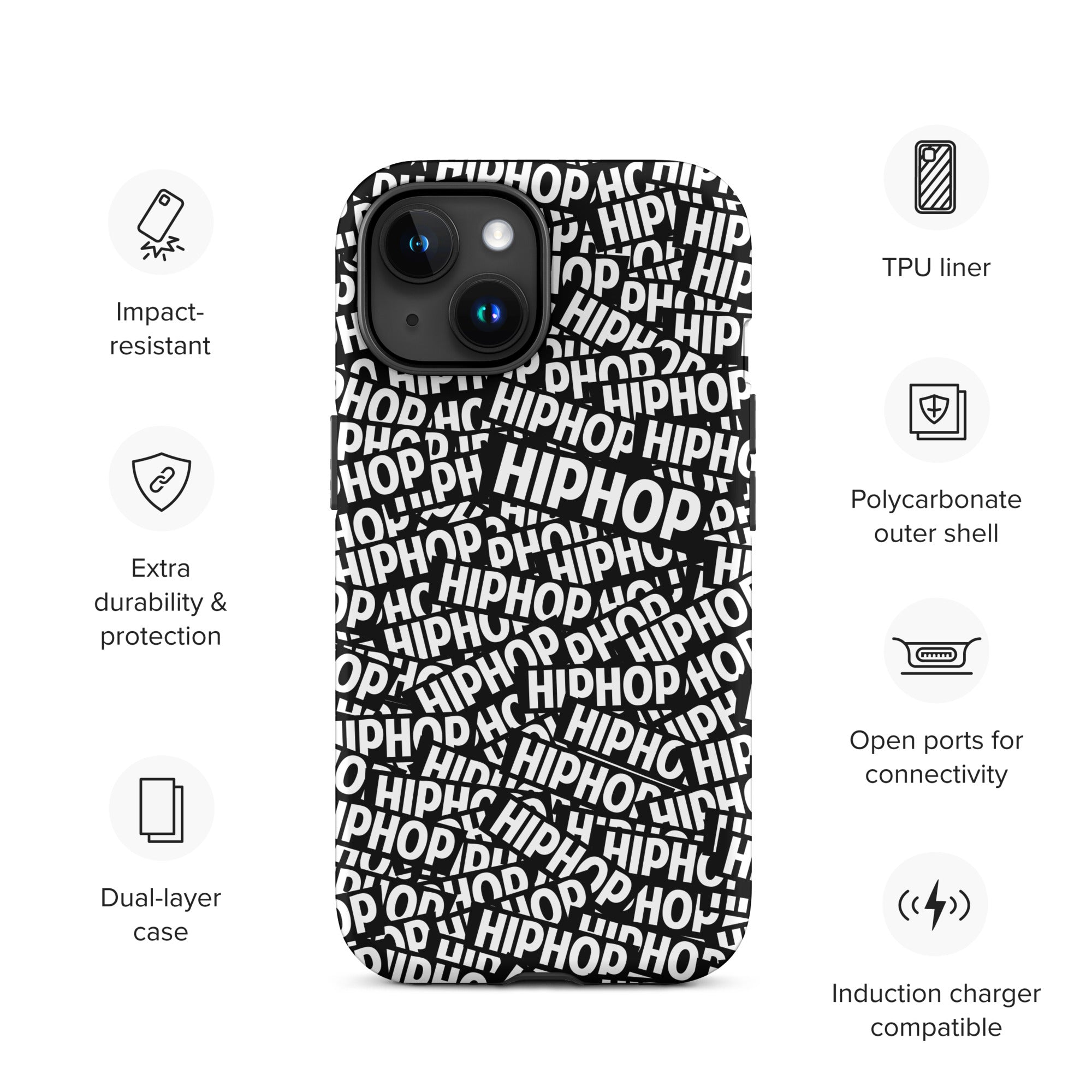 Tough Case for iPhone® Hip Hop Tough Case for iPhone®, Shockproof Phone Cover, Urban Street Style, Streetwear Phone Case