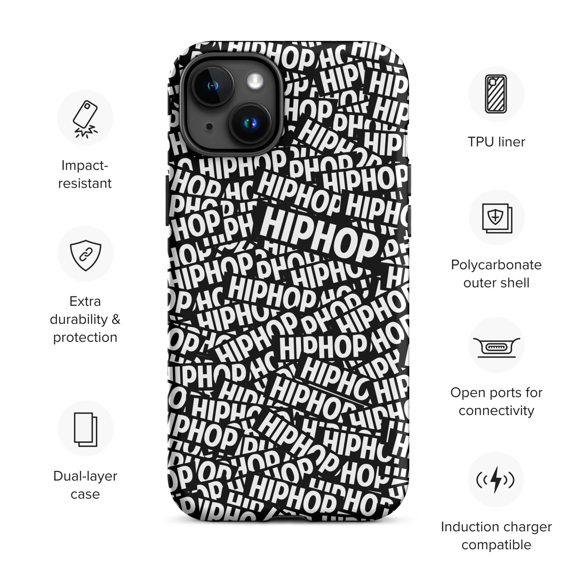 Tough Case for iPhone® Hip Hop Tough Case for iPhone®, Shockproof Phone Cover, Urban Street Style, Streetwear Phone Case