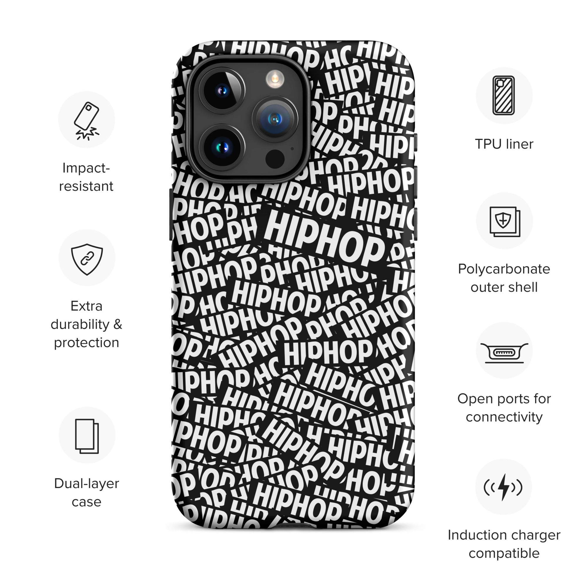 Tough Case for iPhone® Hip Hop Tough Case for iPhone®, Shockproof Phone Cover, Urban Street Style, Streetwear Phone Case